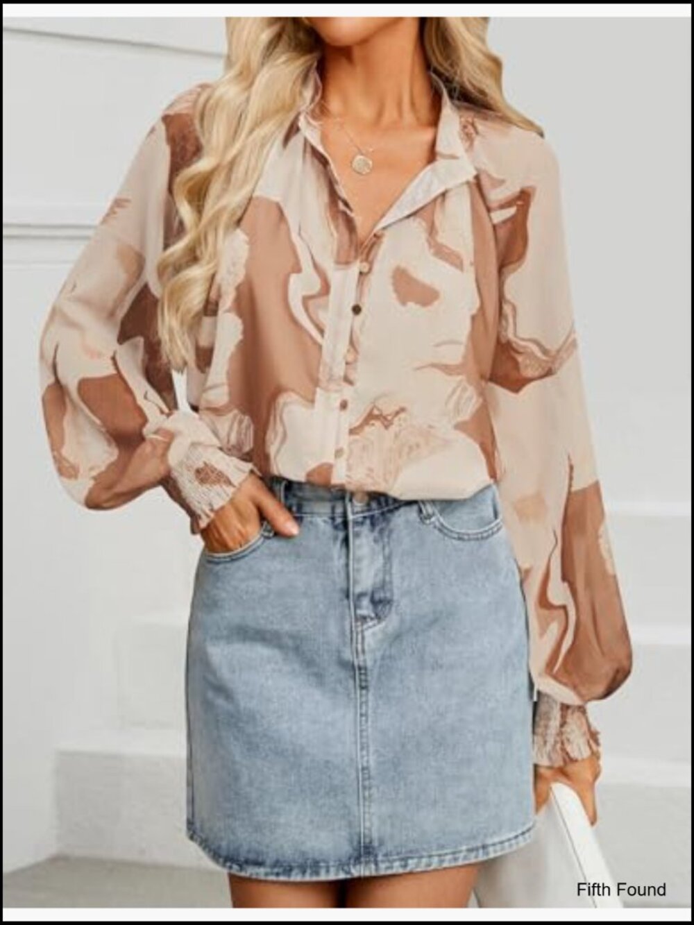 Floral Print Boho Blouse Long Sleeve Button Down Oversized Shirt - Picture 4 of 7